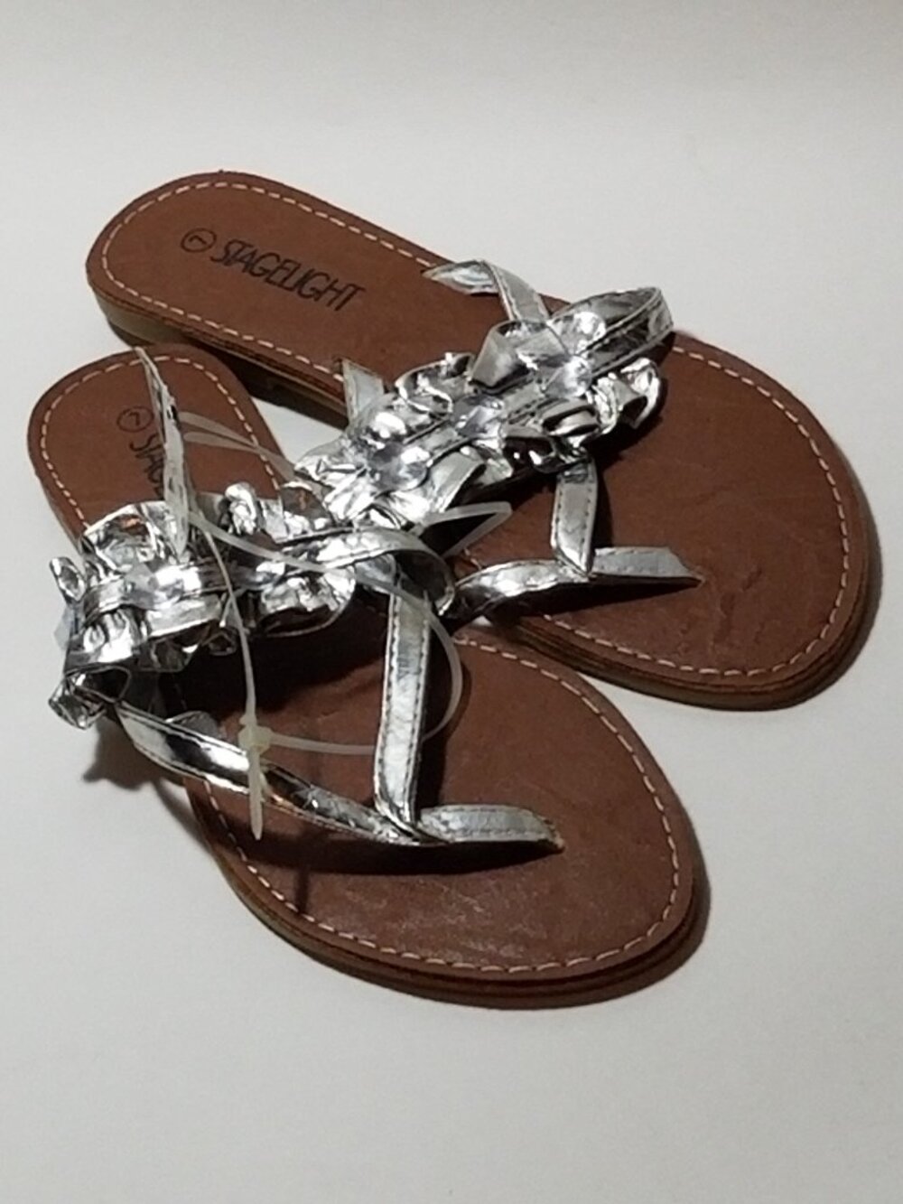 Silver Flat Sandals NWT Sz 7